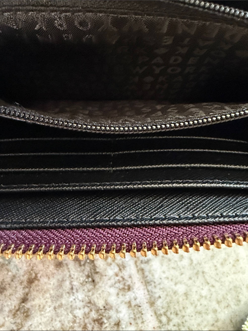 kate spade Plum Leather Zip Wallet with Gold Plaque - Picture 5 of 5